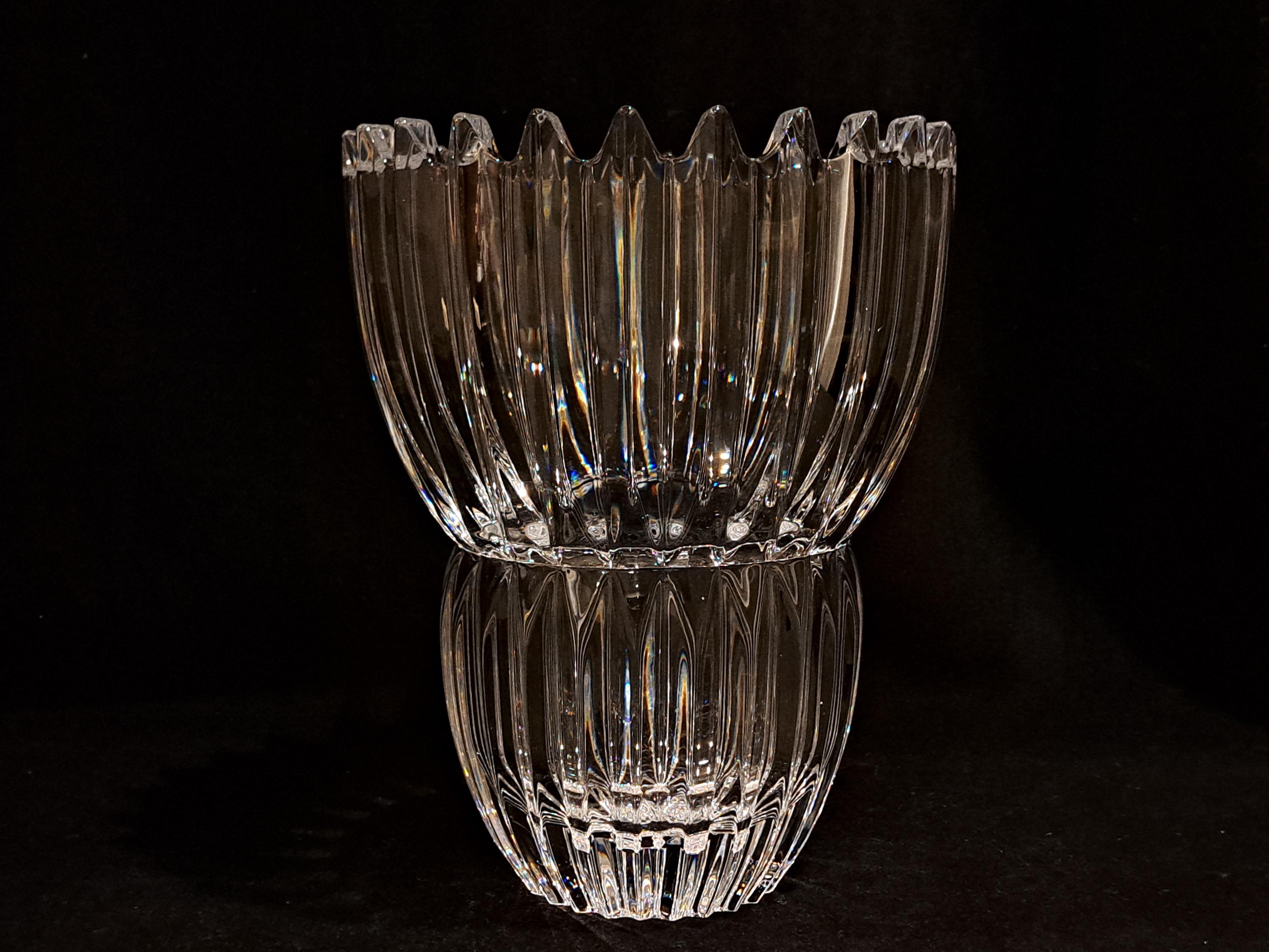 Mikasa Crystal Ice Palace Vase MCM Ribbed Crystal Glass Vase