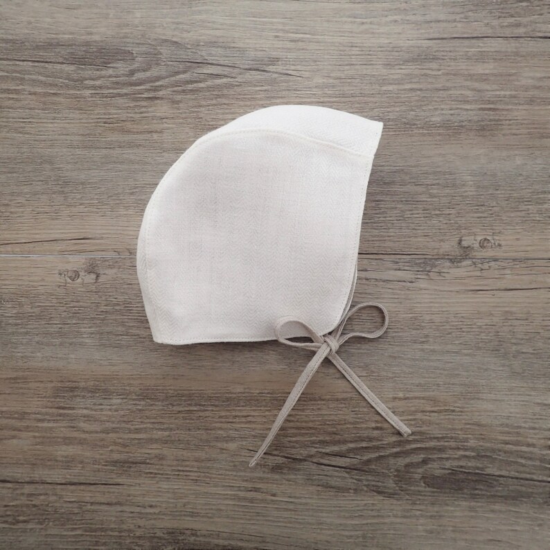 White Linen Linen Reversible Baby Linen Hat Etsy
