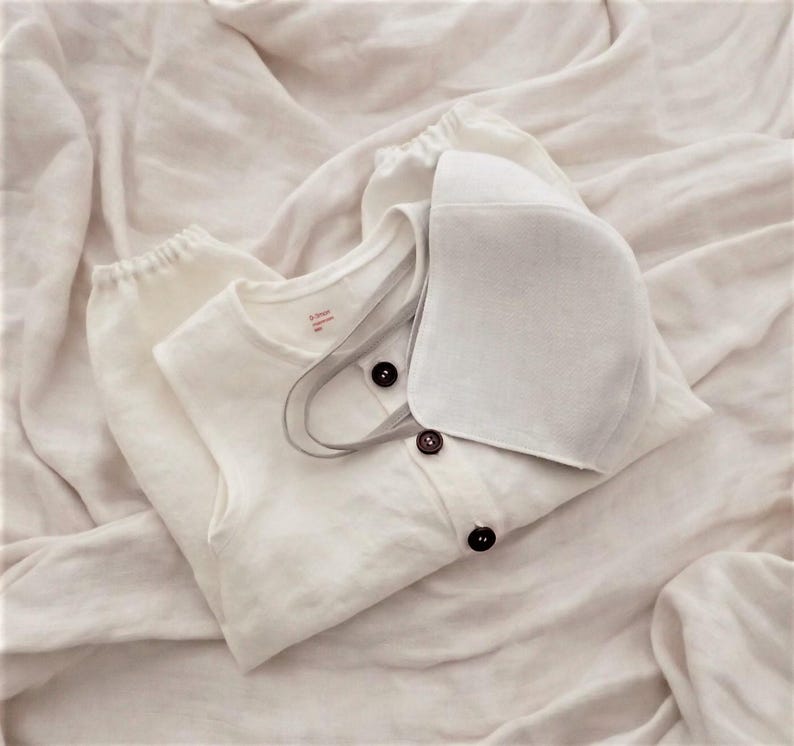 White Linen Linen Reversible Baby Linen Hat Etsy