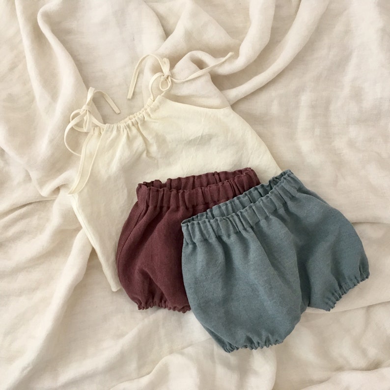 French Blue Linen Bloomers Baby Boys Bloomers Boys Linen