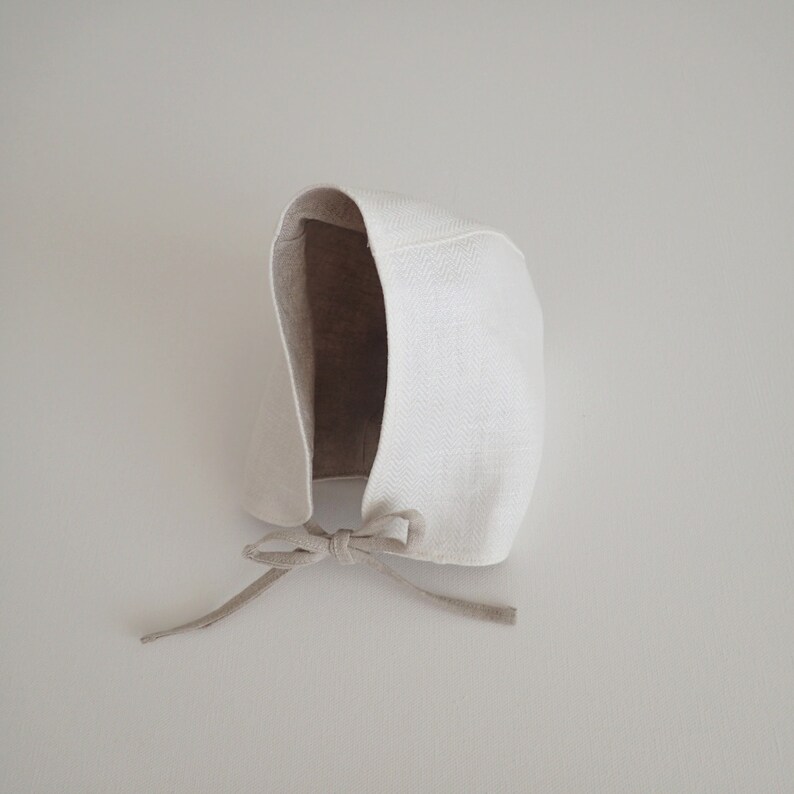 White Linen Linen Reversible Baby Linen Hat Etsy