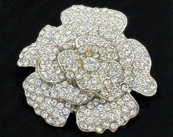 Vintage Swarovski Crystal Rose Brooch Pin