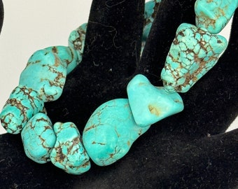 Genuine Turquoise Nugget Stretch Bracelet