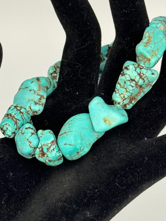 Genuine Turquoise Nugget Stretch Bracelet
