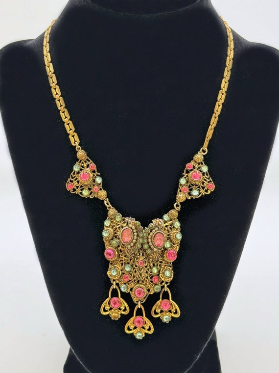 Antique Costume Jewelry Rhinestone Necklace, Poss… - image 1
