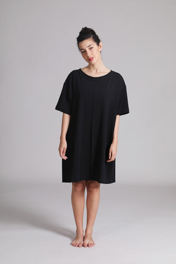 oversized black shirt dress