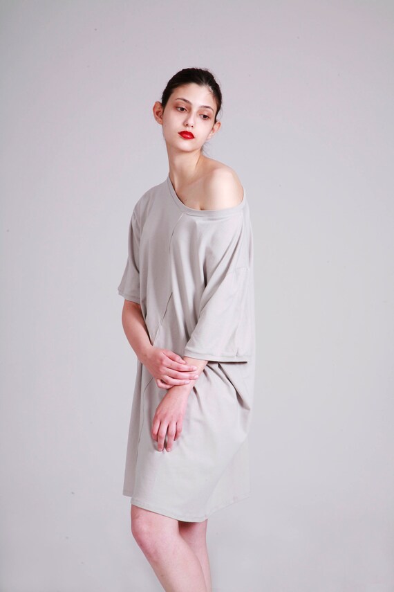 one shoulder casual t shirt dress