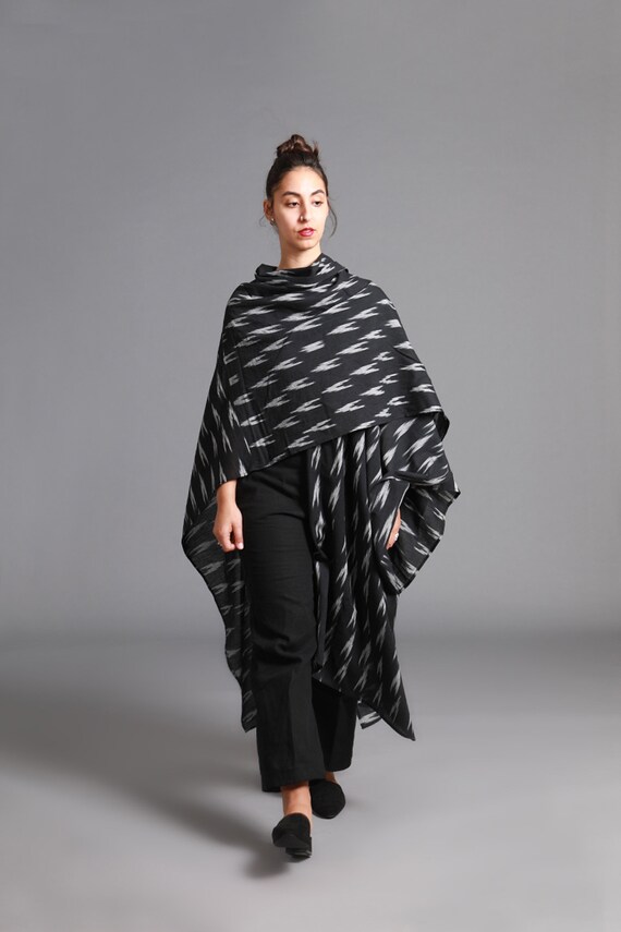 black and white shawl wrap