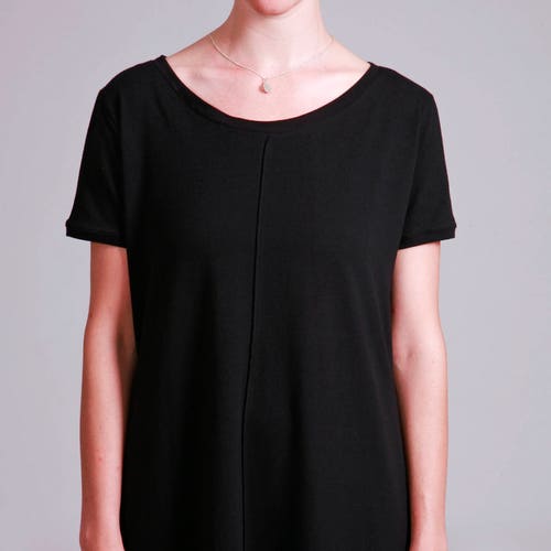 Long Black Dress | Cotton Jersey Summer Dress | Short Sleeve Dress shops | Size S