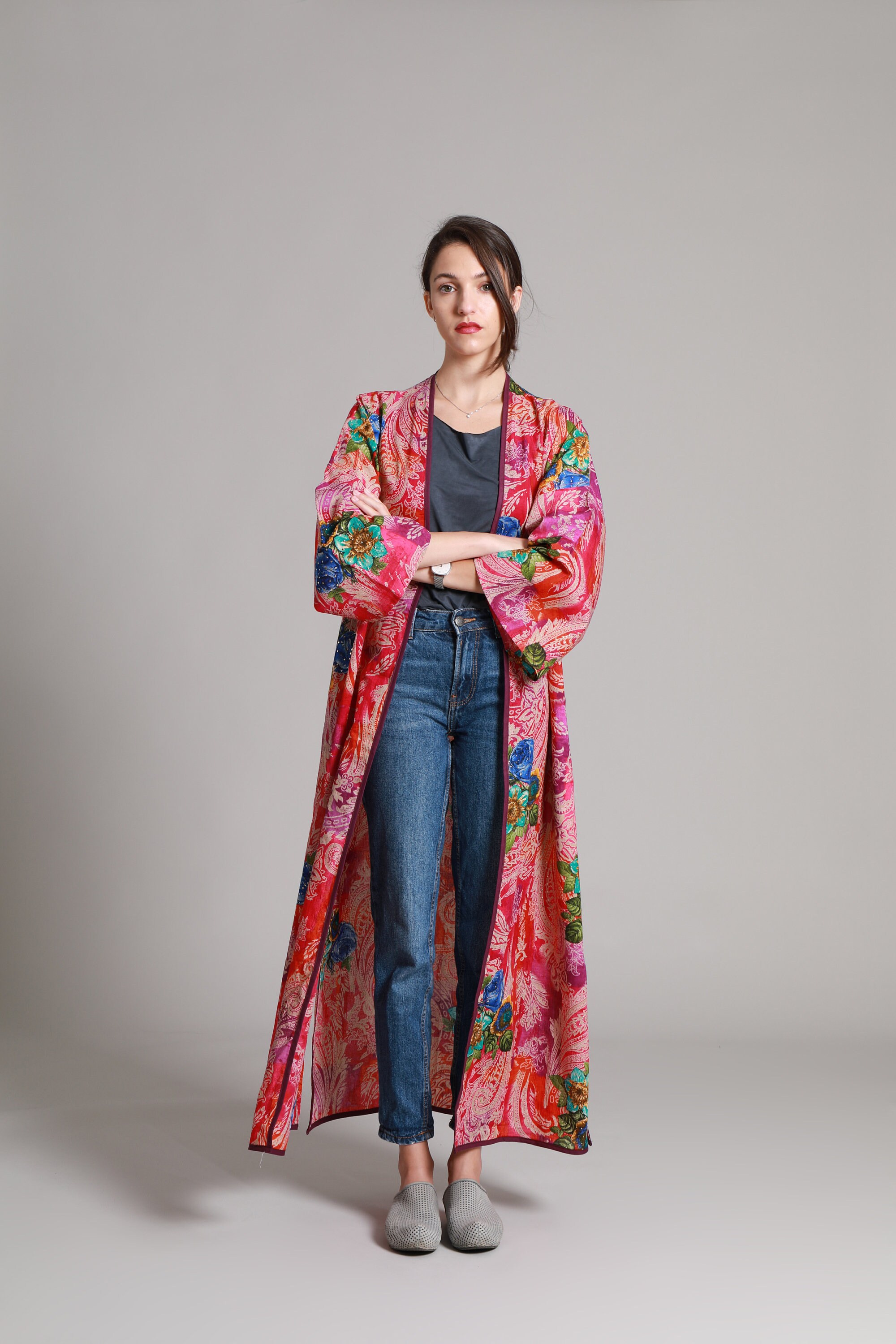 Multicolored Kimono Cardigan Cotton Long Cardigan Spring Etsy