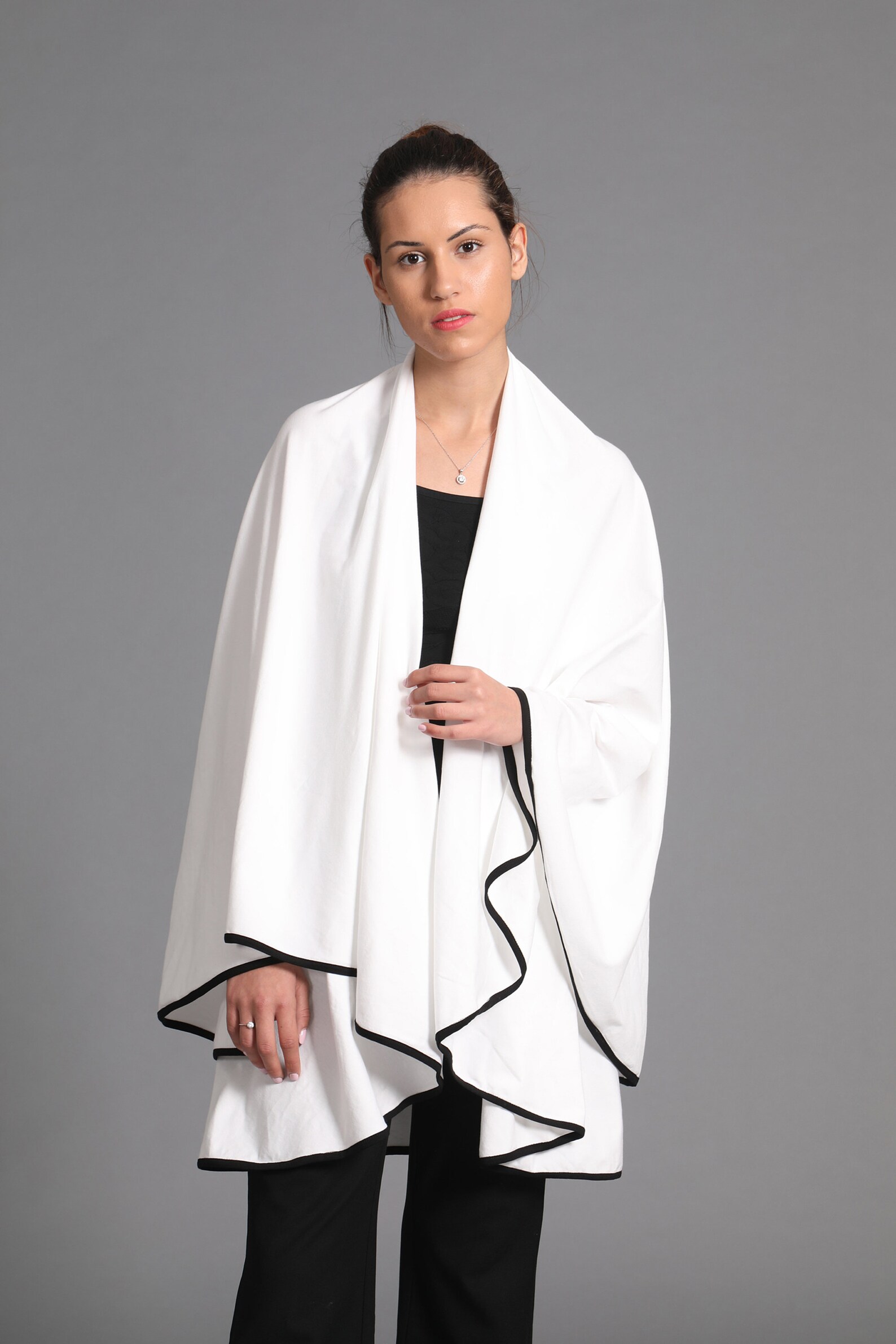 White Cotton Cardigan Cape Coat for Spring Long Wrap Etsy
