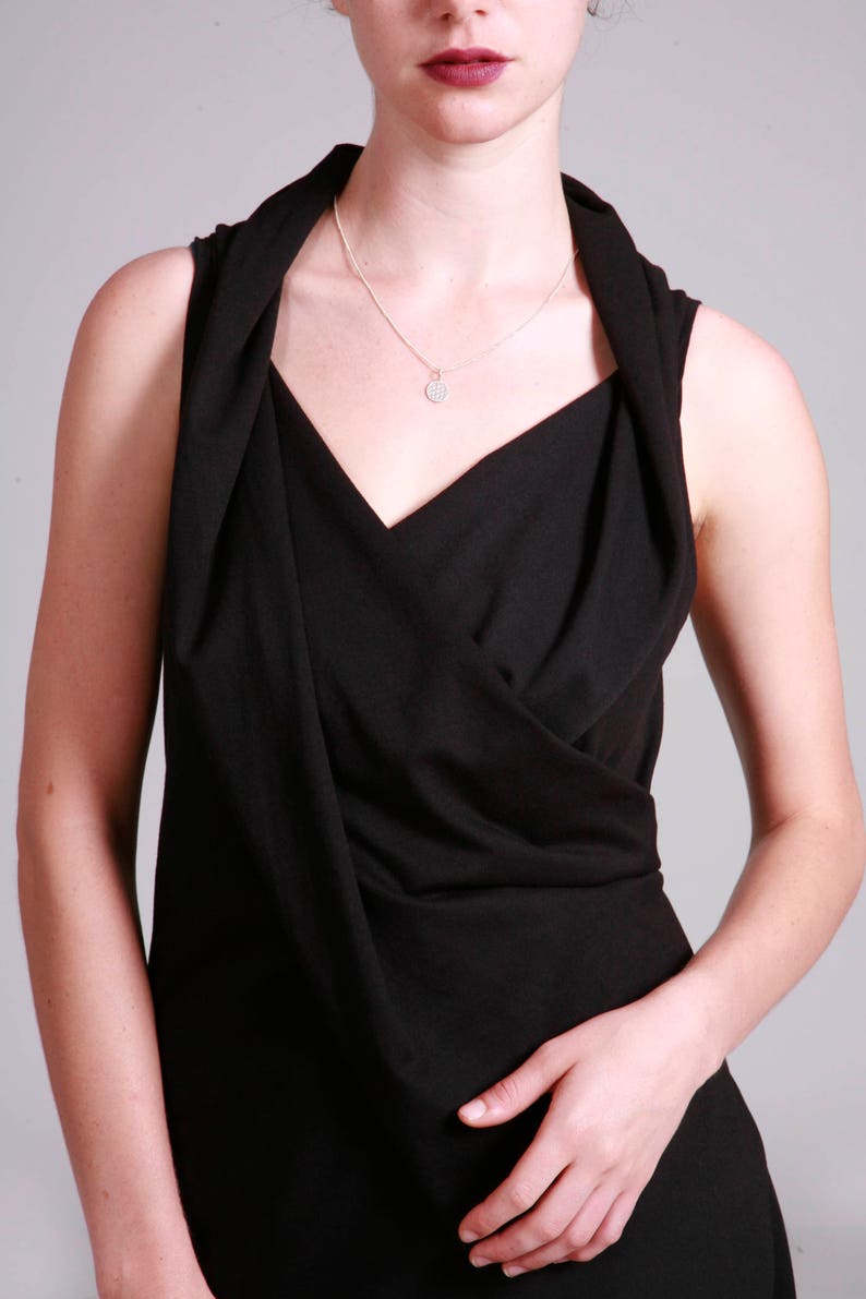 Sleeveless Black Wrap Dress Cotton Jersey Summer Dress - Etsy