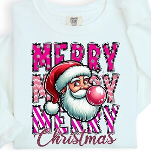 Santa Blowing Bubble PNG, Merry Christmas png, Retro Christmas png, Santa png, Christmas Shirt Sublimation