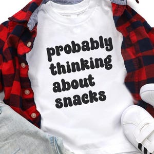 Kids Shirt SVG: "Thinking About Snacks" Design (Digital Download, PNG & SVG Files)