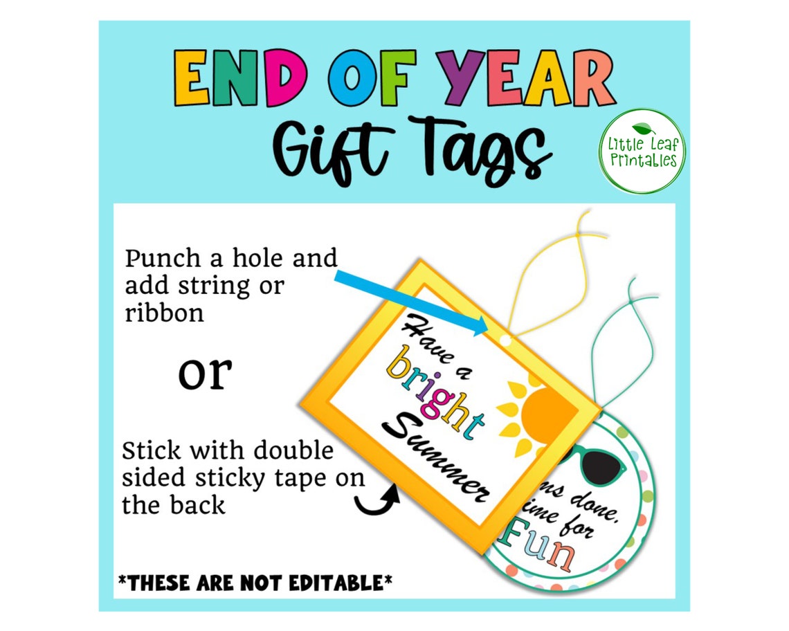 End of Year Summer Gift Tags, Teacher to Student Gift Tags - Etsy
