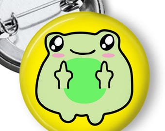 Protest Frog with Middle Finger button