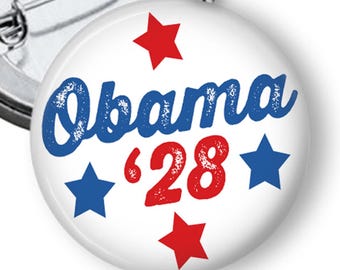 Obama '28 Button, Red White & Blue Political Pin