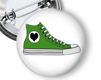 Green Converse Sneaker with Black Heart Gun Control School Shooting pin