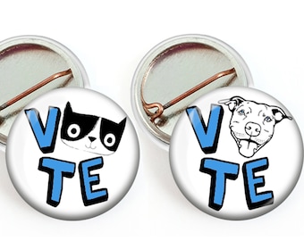 Mini Vote Pin for Cat and Dog Lovers, Pitbull Mom Vote Button