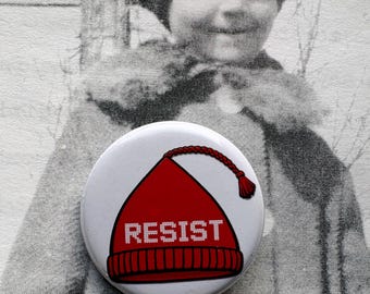Red Resistance Hat Button, Red Resist Knitted Cap Beanie Minneapolis Solidarity Pin
