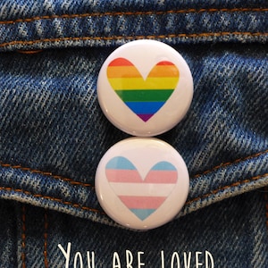 Trans Flag Pin, Pride Button, Gay Pride Rainbow Flag button, Trans Rights Pin