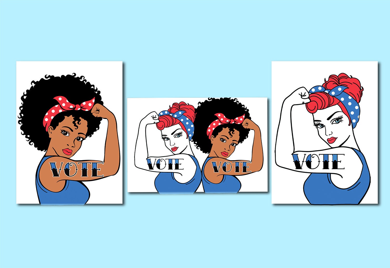 Vote Postcards, Rosie the Riveter Cards to Send to Voters, Blank Vote…