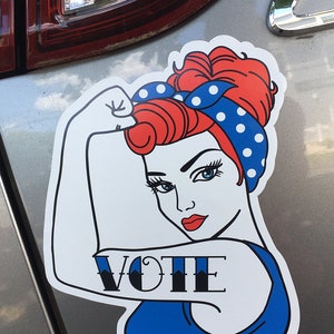 Rosie The Riveter Vote Magnet, Get out the Vote Car Magnet immagine 3