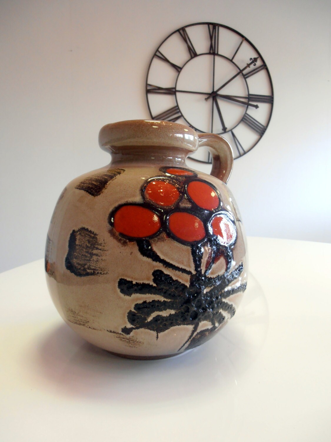 Funky scheurich ceramic vase with orange lava decor SALE Etsy