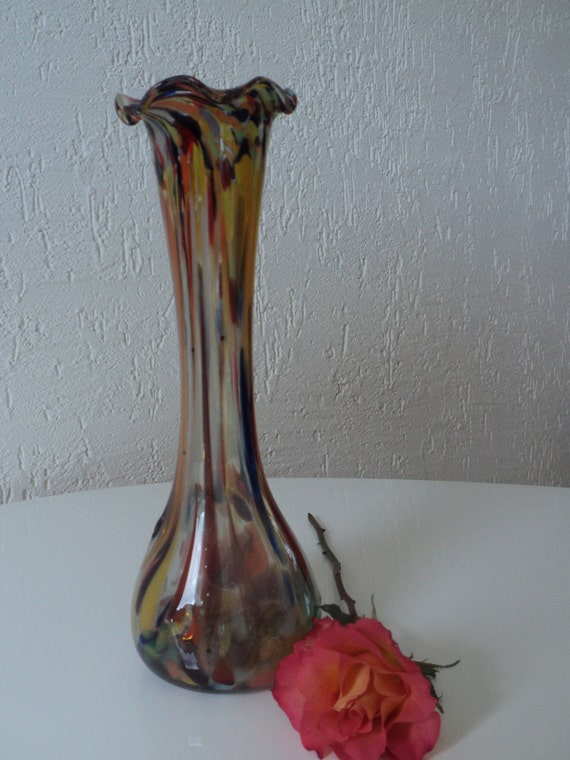Vintage Multi Coloured Vase Murano Etsy
