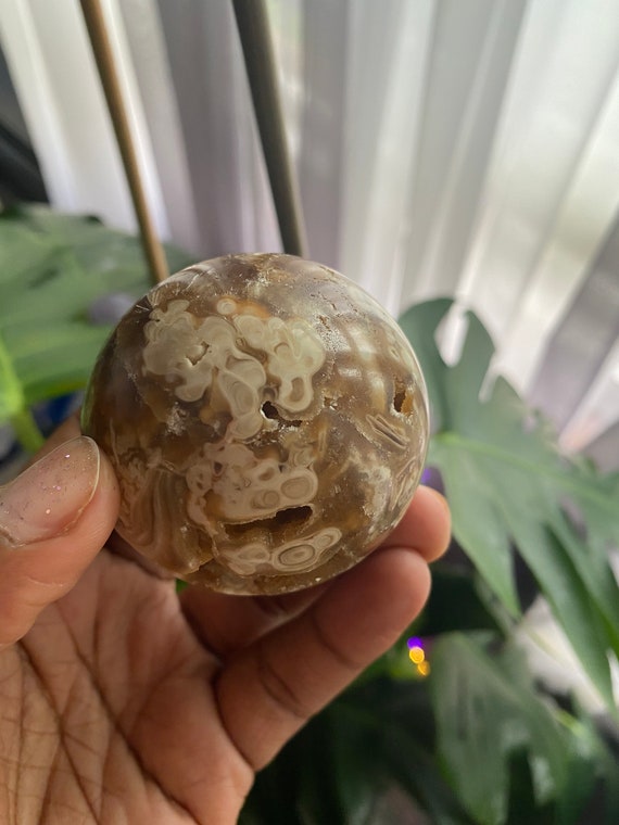 Amber Flower Agate Sphere