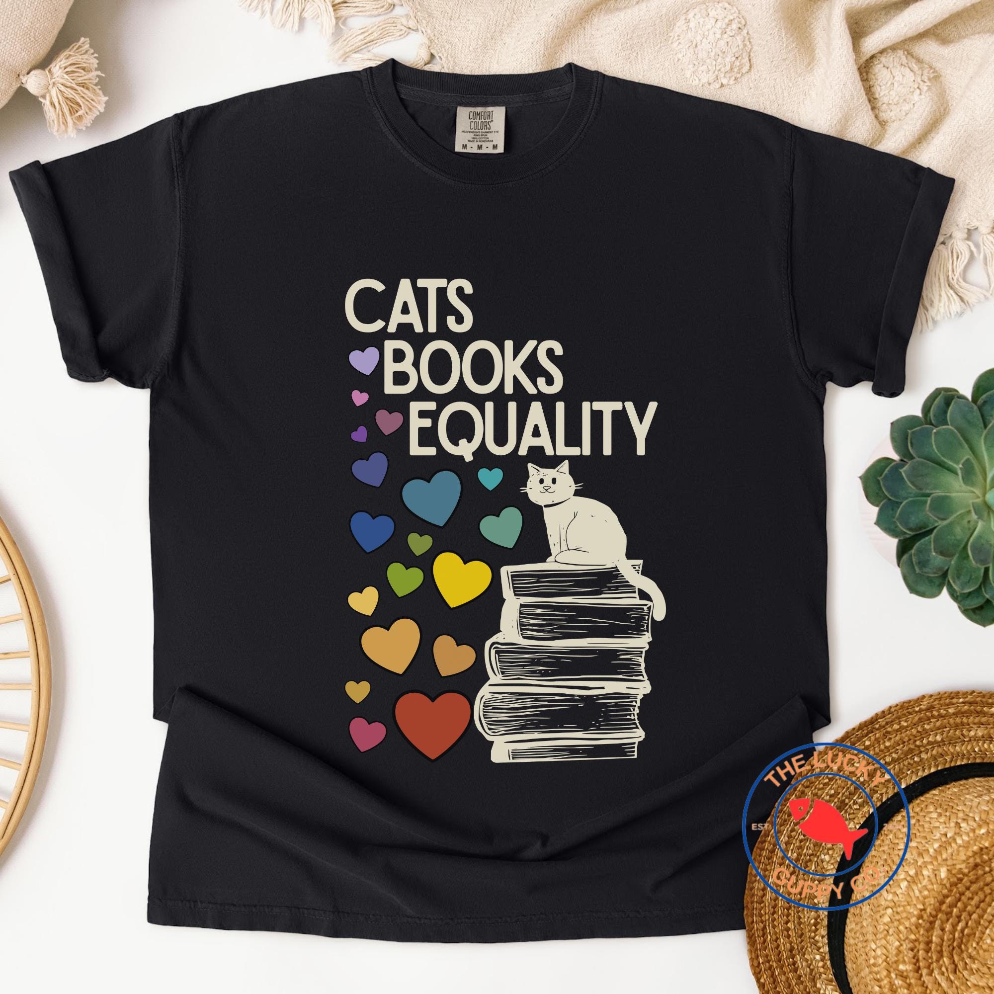 kattenboeken gelijkheidst-shirt, lees verboden boeken en vecht tegen het patriarchaat shirt, steun openbare bibliotheken, ellendig kinderloos kattendame-shirt