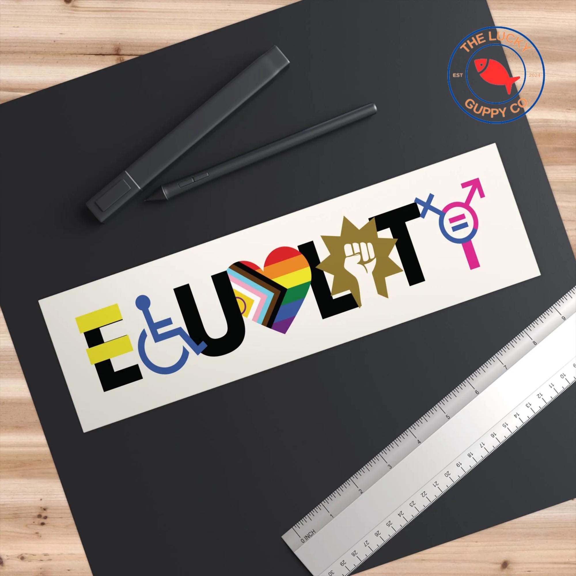 Discover Equality Is Greater Than Division Bumper Sticker, Gulf of Mexico Support DEI, Inclusion Is Elemental