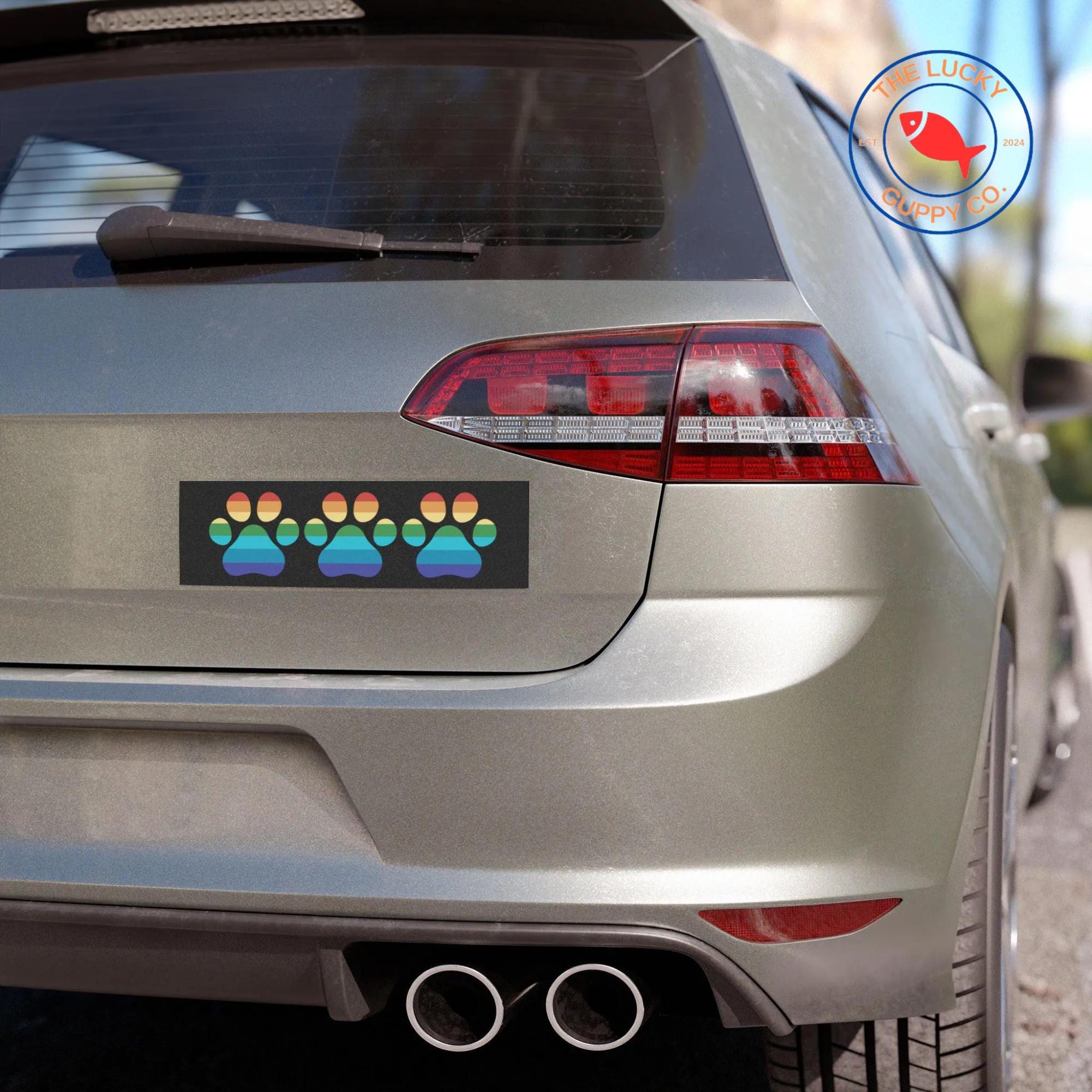 Discover All Dogs Welcome Here Bumper Sticker LGBTQ Pride Month Sticker Dogs Against Fascism Sticker