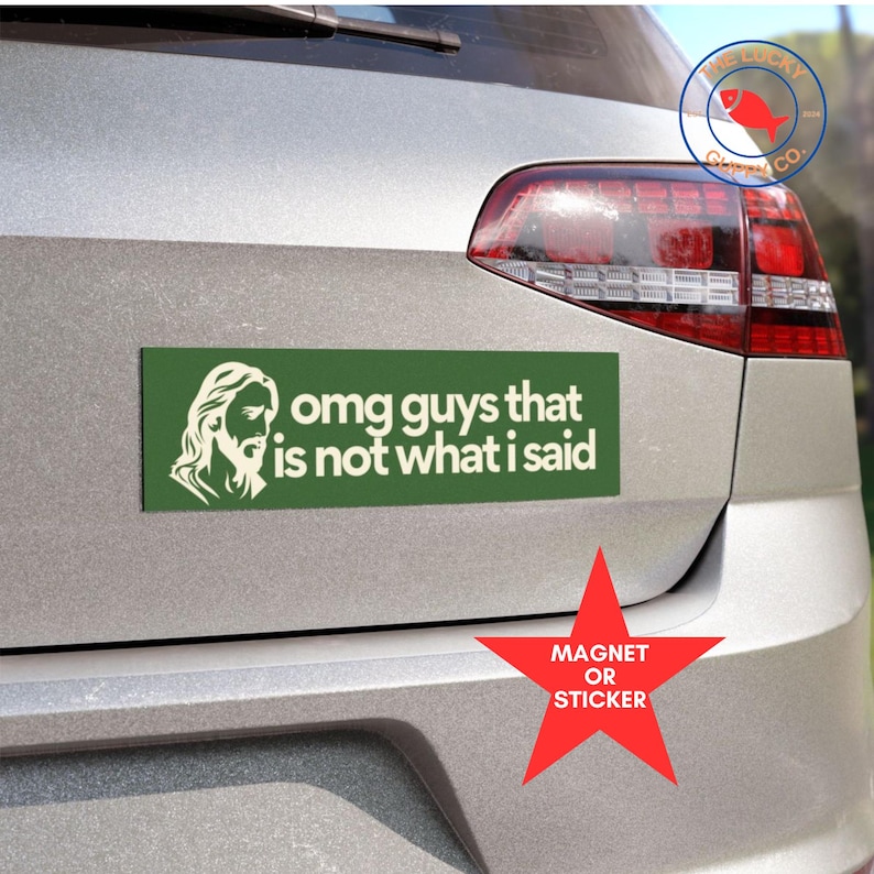 omg guys that's not what I said car refrigerator magnet, progressive christian gift, liberal bumper sticker, FDT car magnet, anti-trump AF image 1