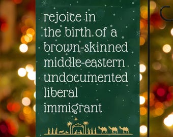 Rejoice in the Birth of a Liberal Immigrant Christmas Flag, Jesus Was Woke, Who Would Jesus Deport, Progressive Christian Yard Sign, FDT