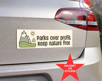 Parks Over Profit Bumper Sticker, Coexist Car Magnet