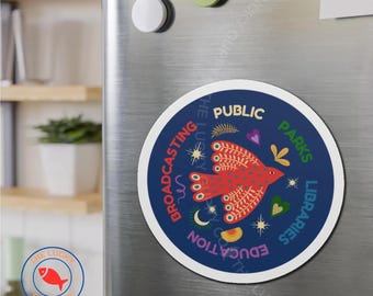 Public Radio Nerd Sticker/Magnet: Support Libraries, Anti-Capitalist Leftist