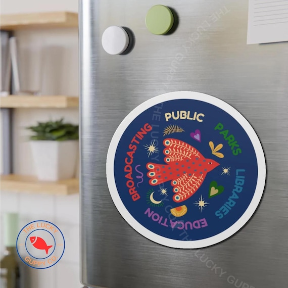 Public Radio Nerd Sticker/Magnet: Support Libraries, Anti-Capitalist Leftist