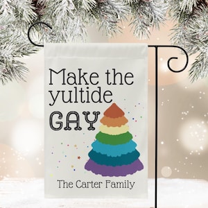 LGBTQ Custom Yuletide Gay Sign, Pro democracy flag, mini garden flag equality, defend equality flag, pride welcome mat, human rights sign