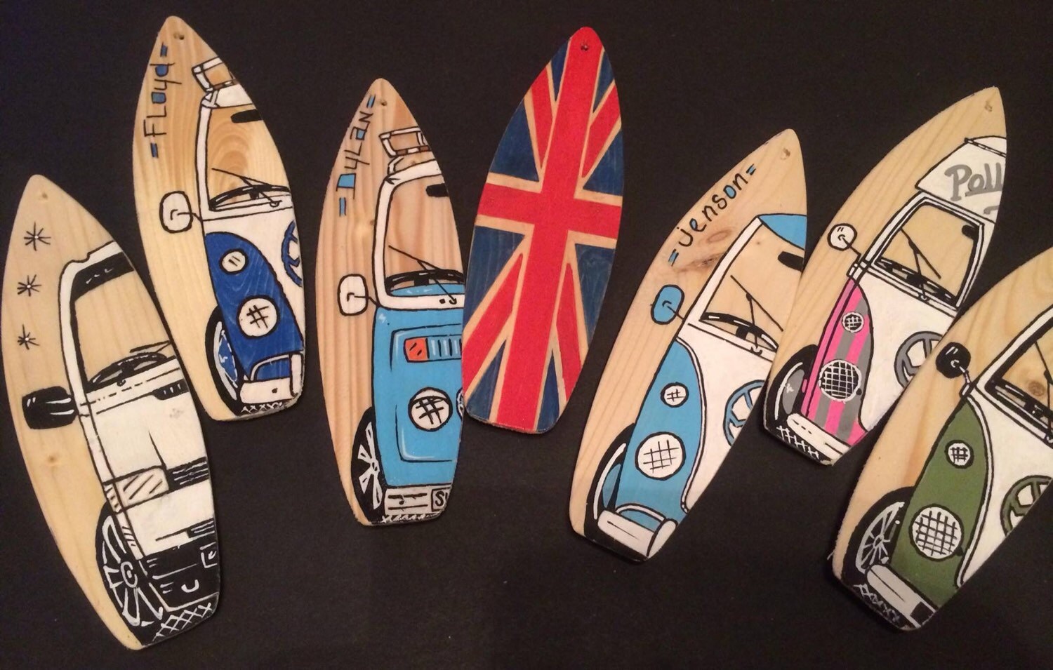 Personalisierte Mini Holz Surfbrett mit Surfen oder VW Camper | Etsy