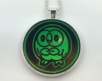 Rowlet Necklace - Pokemon Necklace OR Keychain - Upcycled Pokemon Coin Pendant w/Chain - Pokemon Coin Necklace - Pokemon Pendant