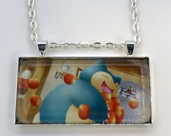 Snorlax Necklace - Pokemon Card Necklace - Upcycled Pokemon Card Pendant w/Chain - Bar Necklace - Pokemon Necklace - Pokemon Pendant