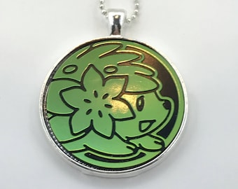 Shaymin Necklace - Pokemon Necklace OR Keychain - Upcycled Pokemon Coin Pendant w/Chain - Pokemon Pendant - Pokemon Coin Necklace