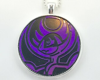 Lunala Necklace - Upcycled Pokemon Coin Pendant - Lunala Pokemon Necklace OR Keychain - Sun & Moon - Pokemon Coin Necklace - Legendary