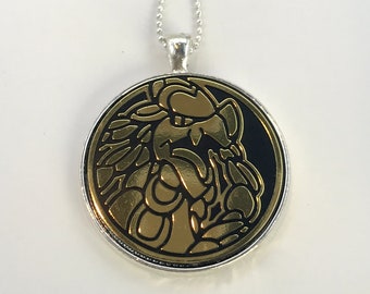 Kommo-o Necklace - Pokemon Necklace OR Keychain - Upcycled Pokemon Coin Pendant w/Chain - Pokemon Pendant - Pokemon Coin Necklace