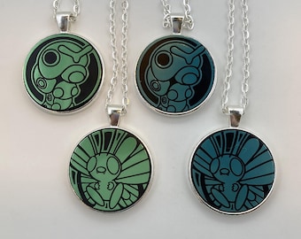 Caterpie or Butterfree Necklace -  Pokemon Necklace OR Keychain - Upcycled Pokemon Coin Pendant - Pokemon Coin Necklace - Pokemon Pendant