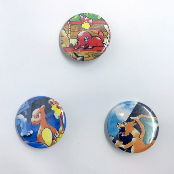 Pokemon Button Set - Charmander Charmeleon Charizard - Set of 3 - Upcycled  Pinback Buttons - Starter Pokemon - Pokemon Pins - Pokemon Badges