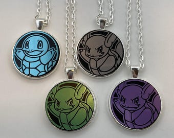 Squirtle or Wartortle Necklace -  Pokemon Necklace OR Keychain - Upcycled Pokemon Coin Pendant - Pokemon Coin Necklace - Pokemon Pendant