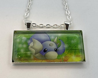 Dratini Necklace - Pokemon Card Necklace - Upcycled Pokemon Card Pendant w/Chain - Bar Necklace - Pokemon Necklace - Pokemon Pendant