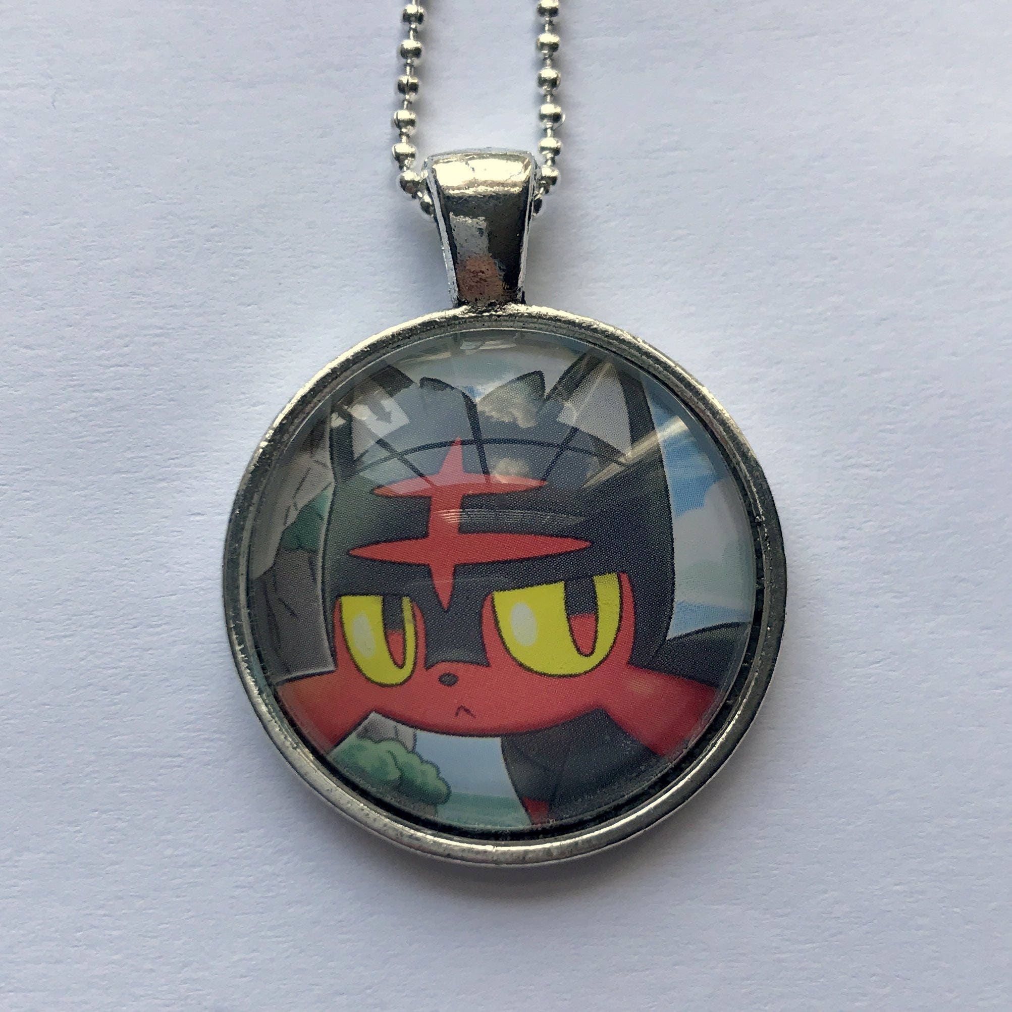 Litten Pokemon Necklace OR Keychain Upcycled Pokemon Card - Etsy